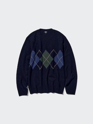 Premium Lambswool Crew Neck Sweater (Argyle)