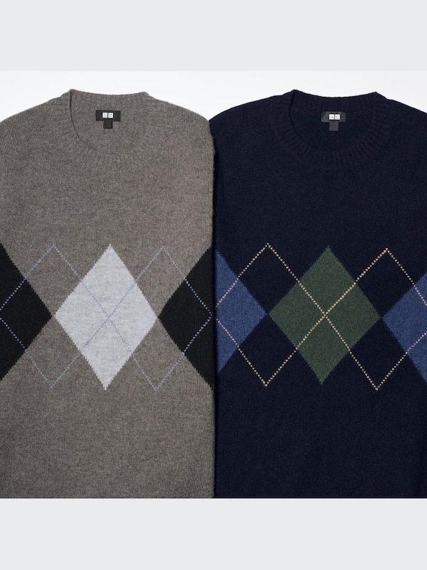 Premium Lambswool Crew Neck Sweater (Argyle)