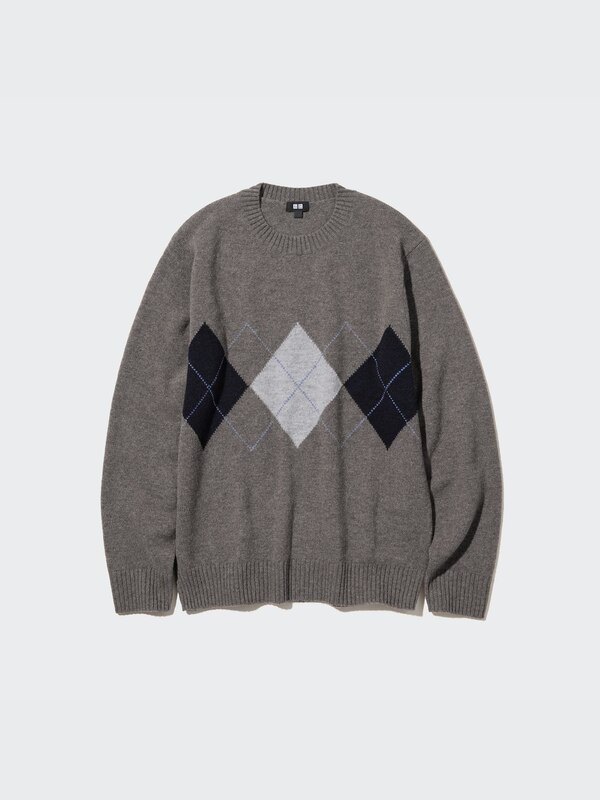 Premium Lambswool Crew Neck Sweater (Argyle)