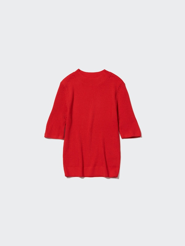 EXTRA FINE MERINO RIBBED MOCK NECK SWEATER