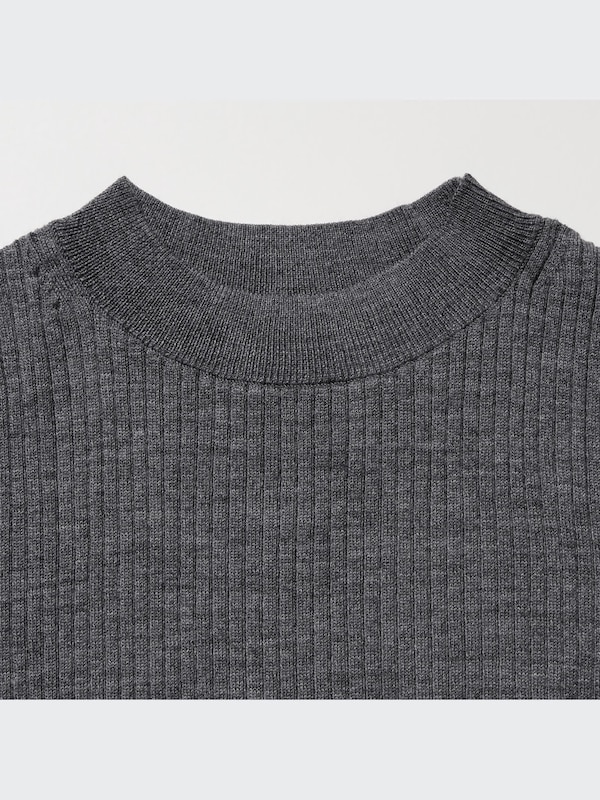 Merino Ribbed Mock Neck Half-Sleeve Sweater | UNIQLO US