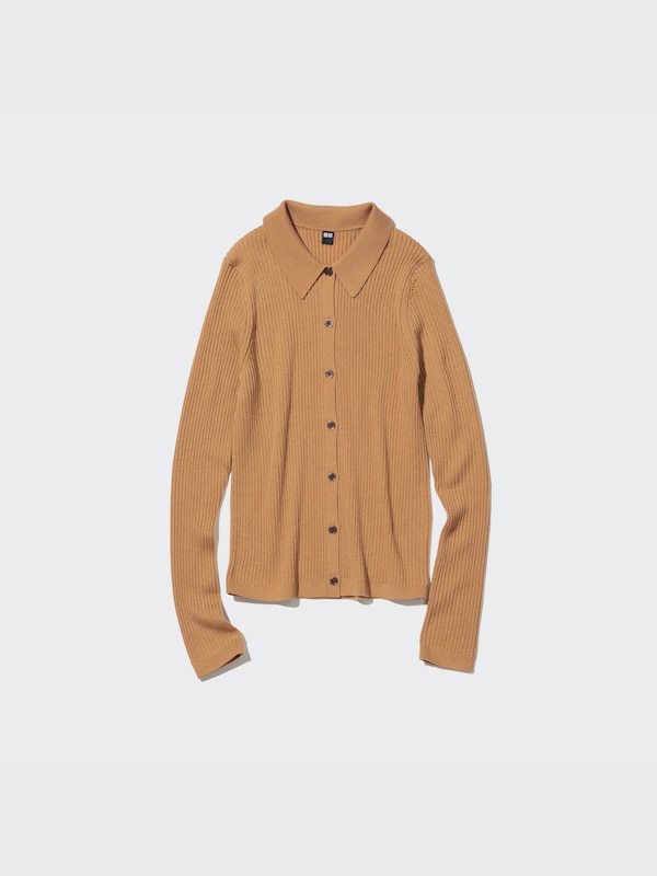 Merino Ribbed Polo Cardigan