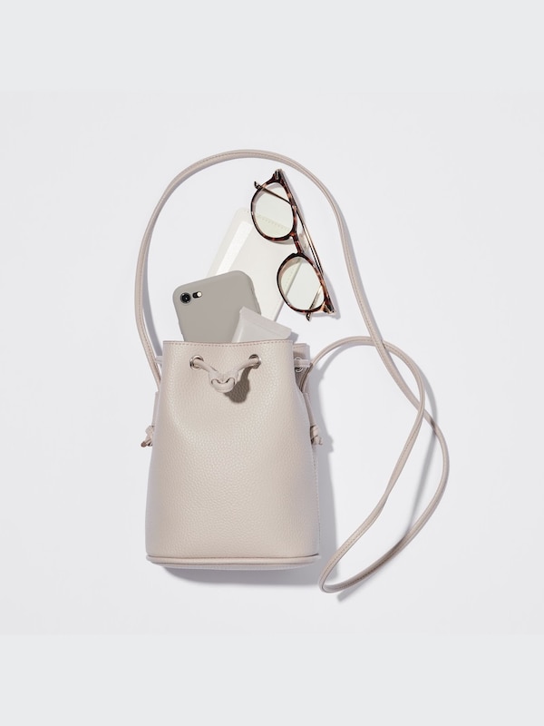 Faux-Leather Drawstring Mini Shoulder Bag