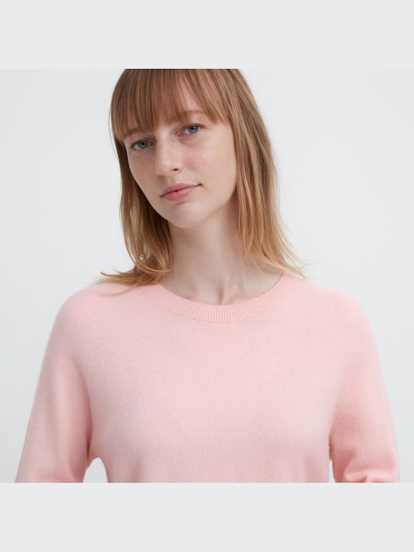 3D KNIT CASHMERE LONG SLEEVE CREW NECK SWEATER
