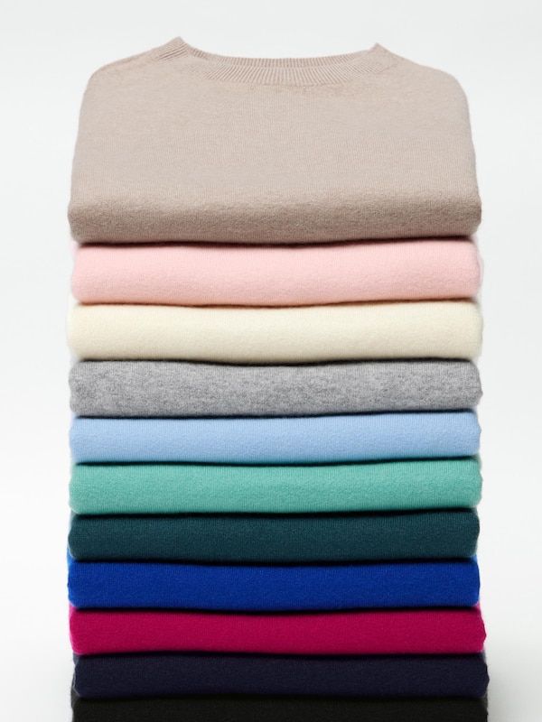 3D KNIT CASHMERE LONG SLEEVE CREW NECK SWEATER