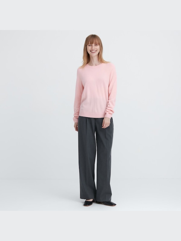 3D KNIT CASHMERE LONG SLEEVE CREW NECK SWEATER