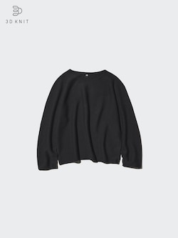 3D Knit Seamless Cotton Crew Neck Jumper