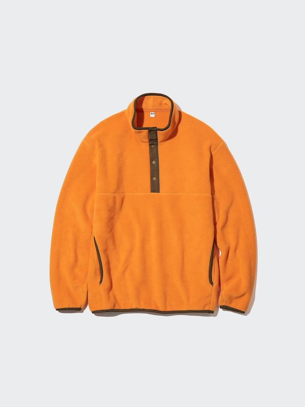 Fleece Button Up Long-Sleeve Pullover