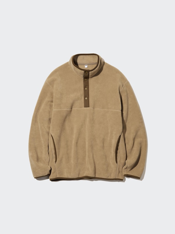 FLEECE BUTTON UP LONG SLEEVE PULLOVER