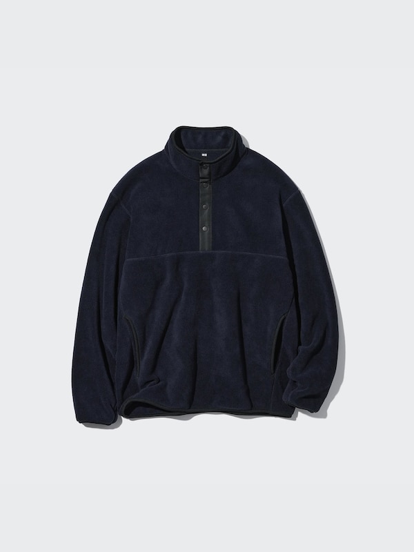 Fleece Button Up Long-Sleeve Pullover