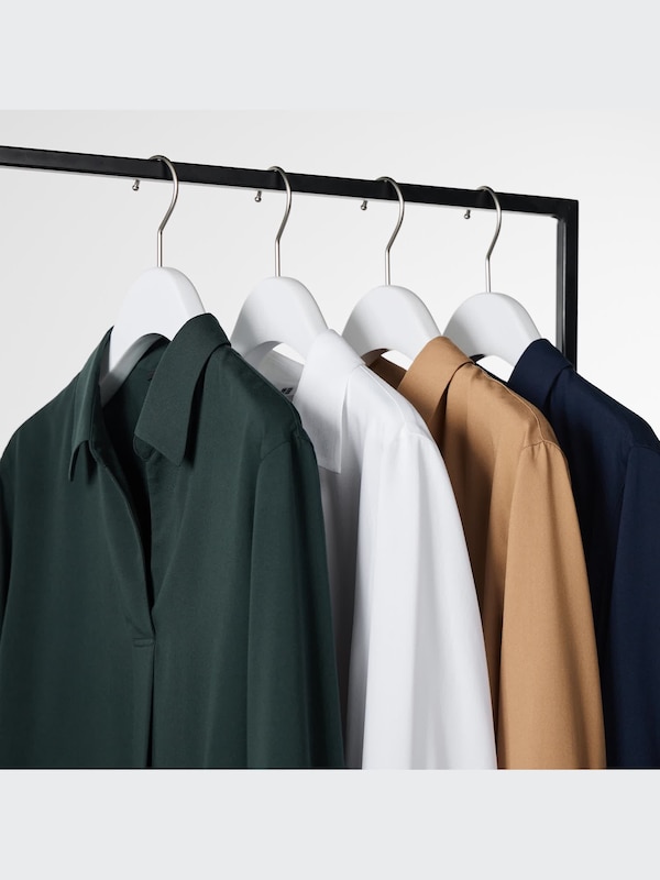 Rayon Skipper Collar 3/4-Sleeve Blouse