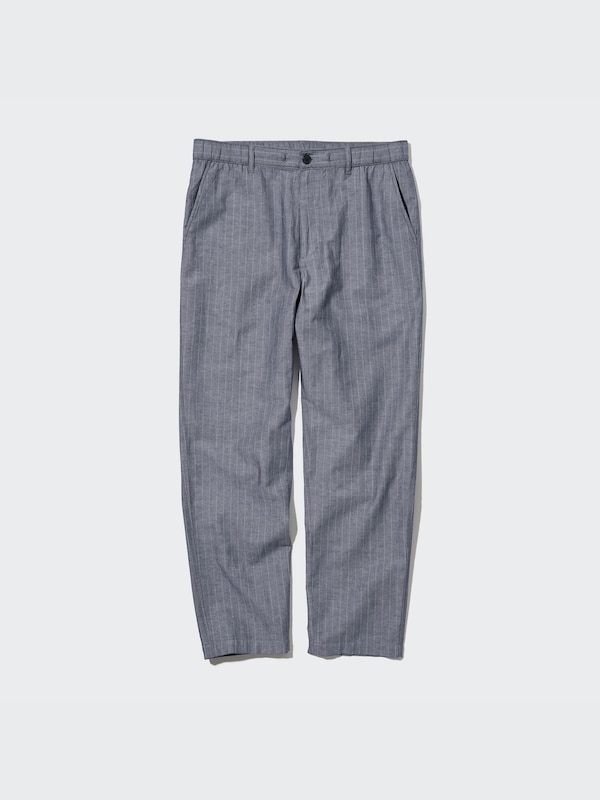 Linen Blend Relaxed Pants (Striped)