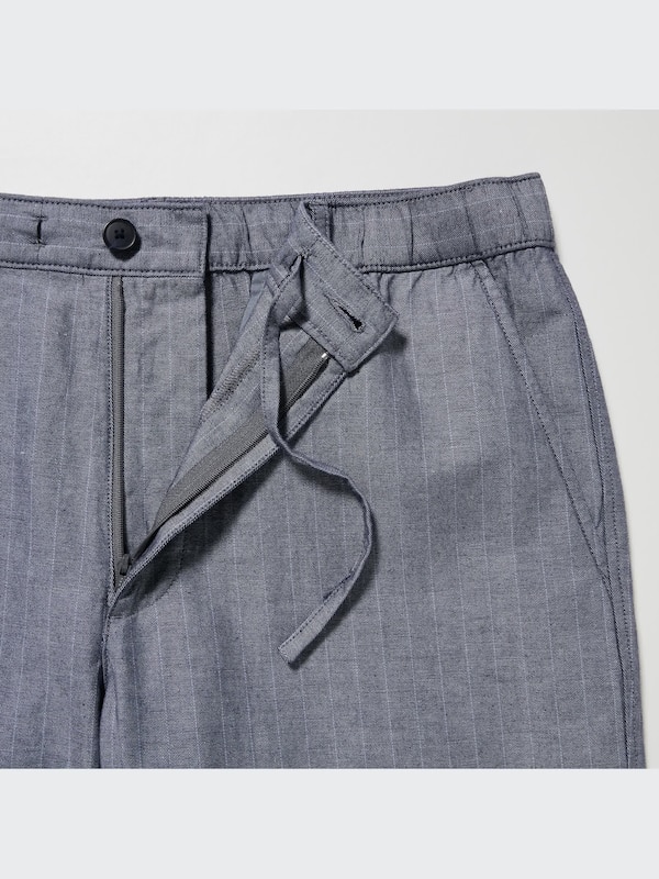 Linen Blend Relaxed Pants (Striped)
