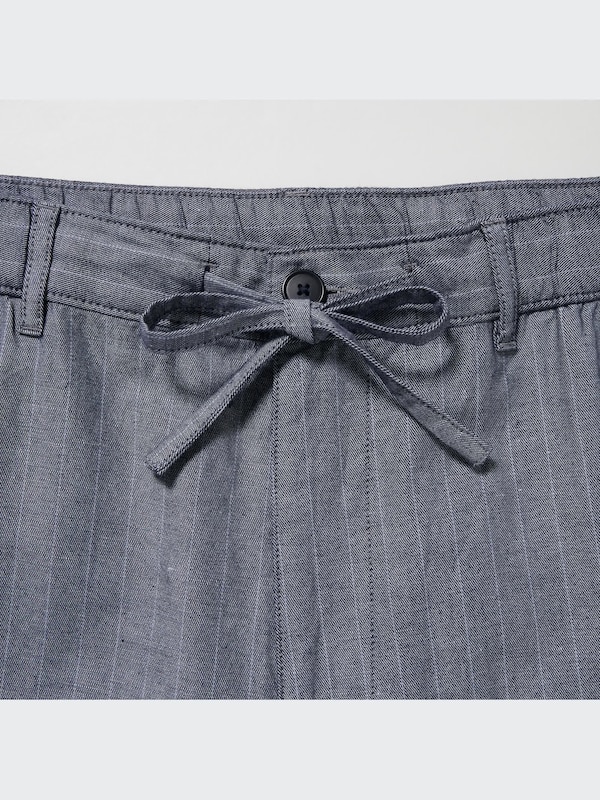 Linen Blend Relaxed Pants (Striped)