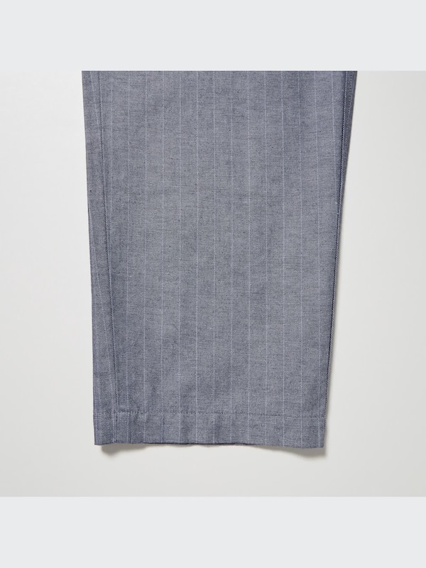 Linen Blend Relaxed Pants (Striped)