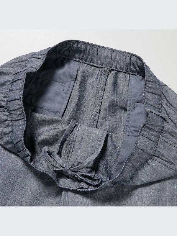 Linen Blend Relaxed Pants (Striped)