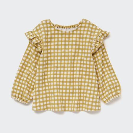 Toddler Ribbed Checked Crew Neck Long Sleeved T-Shirt