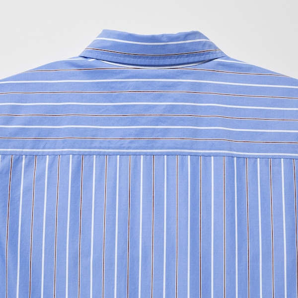 Striped Cotton Long-Sleeve Long Shirt Dress | UNIQLO US