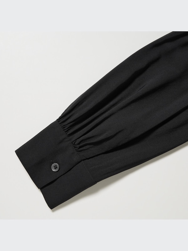 V-Neck Long-Sleeve Mini Shirt Dress