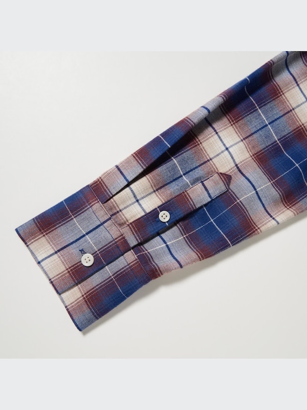 Soft Brushed Checked Long-Sleeve Shirt Dress