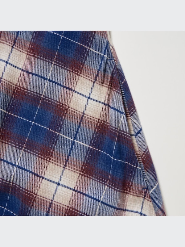 Soft Brushed Checked Long-Sleeve Shirt Dress