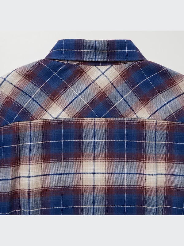 Soft Brushed Checked Long-Sleeve Shirt Dress