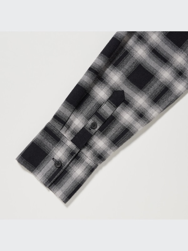 Soft Brushed Checked Long-Sleeve Shirt Dress