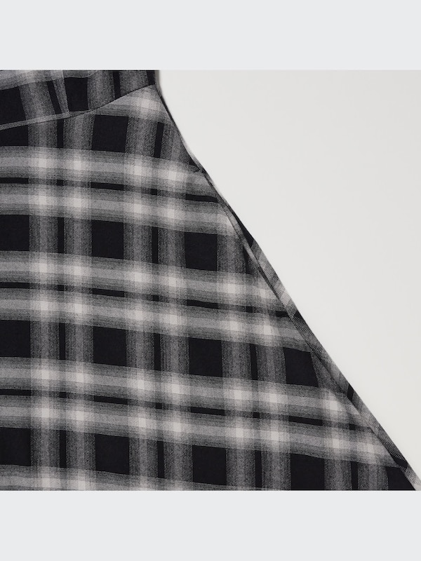 Soft Brushed Checked Long-Sleeve Shirt Dress