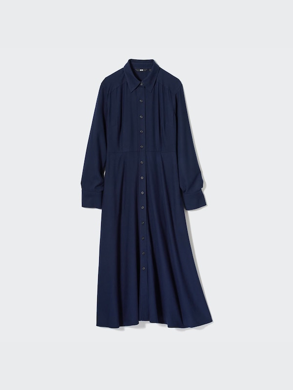 Soft Brushed Long-Sleeve Shirt Dress