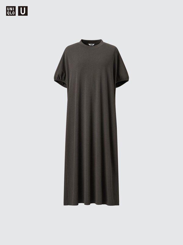 Draped Short-Sleeve Dress