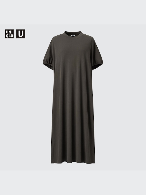 Draped Short-Sleeve Dress