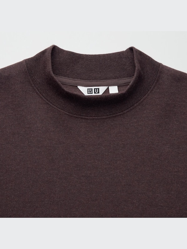 Brushed Jersey Mock Neck Long-Sleeve T-Shirt