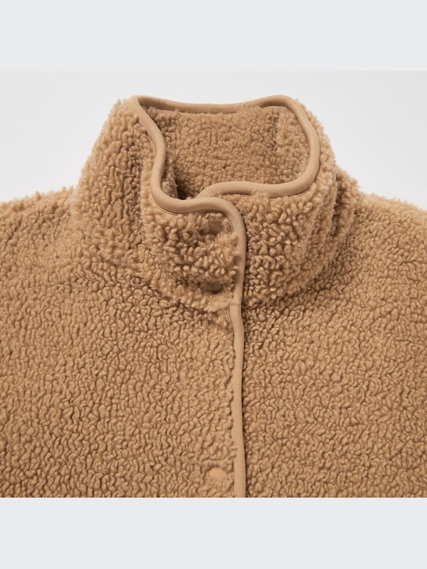Pile Lined Fleece Stand Collar Coat