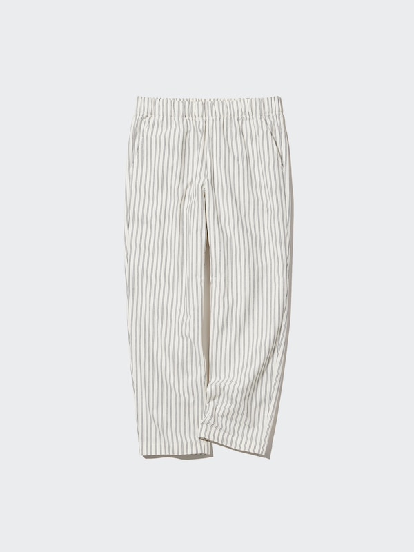 Cotton Striped Relaxed Ankle Pants