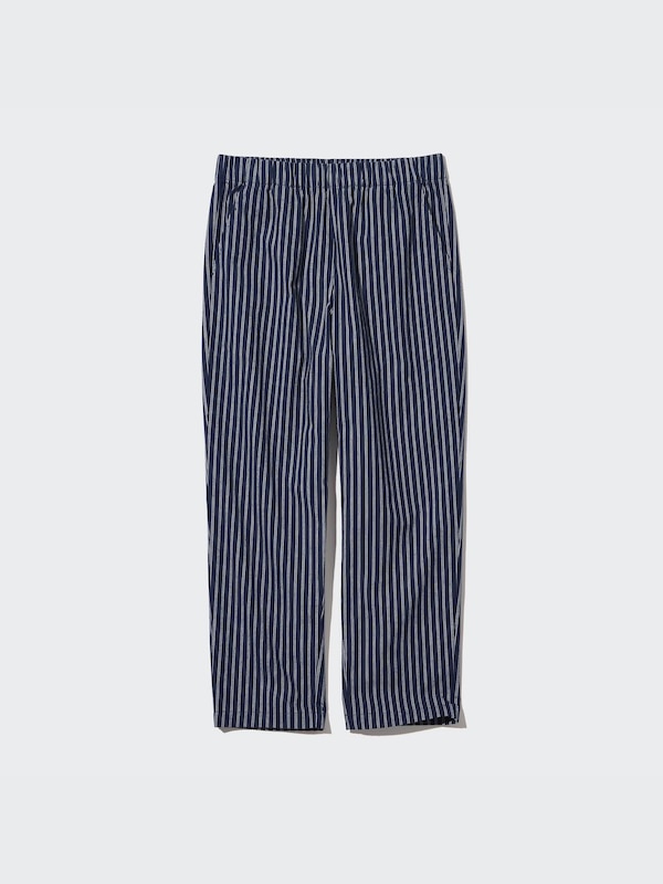 Cotton Striped Relaxed Ankle Pants