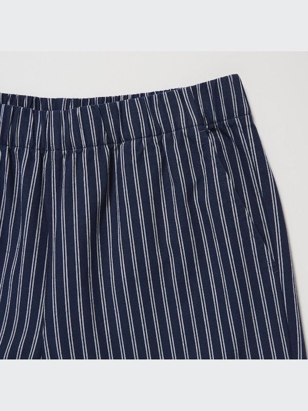 Cotton Striped Relaxed Ankle Pants