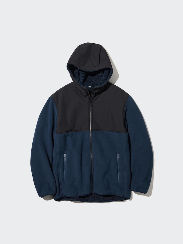 Windproof Outer Fleece Full-Zip Hoodie (Color Block)