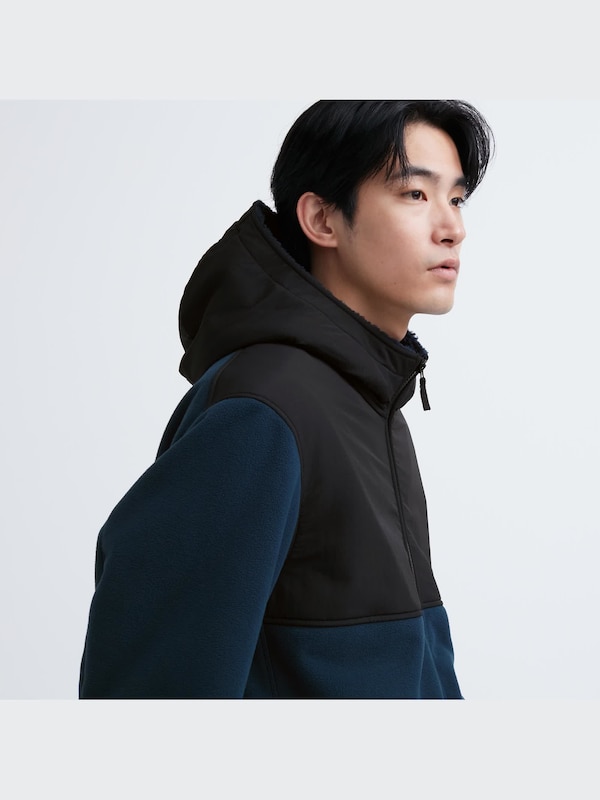Windproof Outer Fleece Full-Zip Hoodie (Color Block)