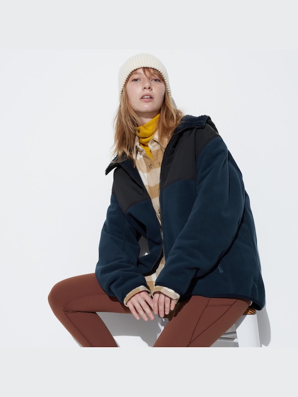 Windproof Outer Fleece Full-Zip Hoodie (Color Block)