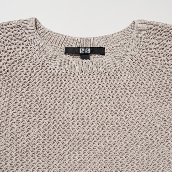 3D Knit Mesh Long-Sleeve Crew Neck Sweater | UNIQLO US