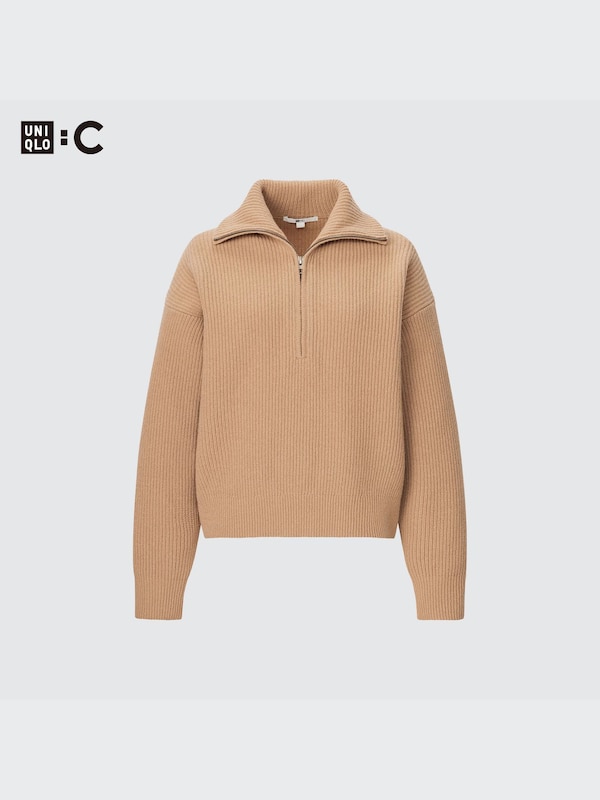PREMIUM LAMBSWOOL LONG SLEEVE HALF-ZIP SWEATER