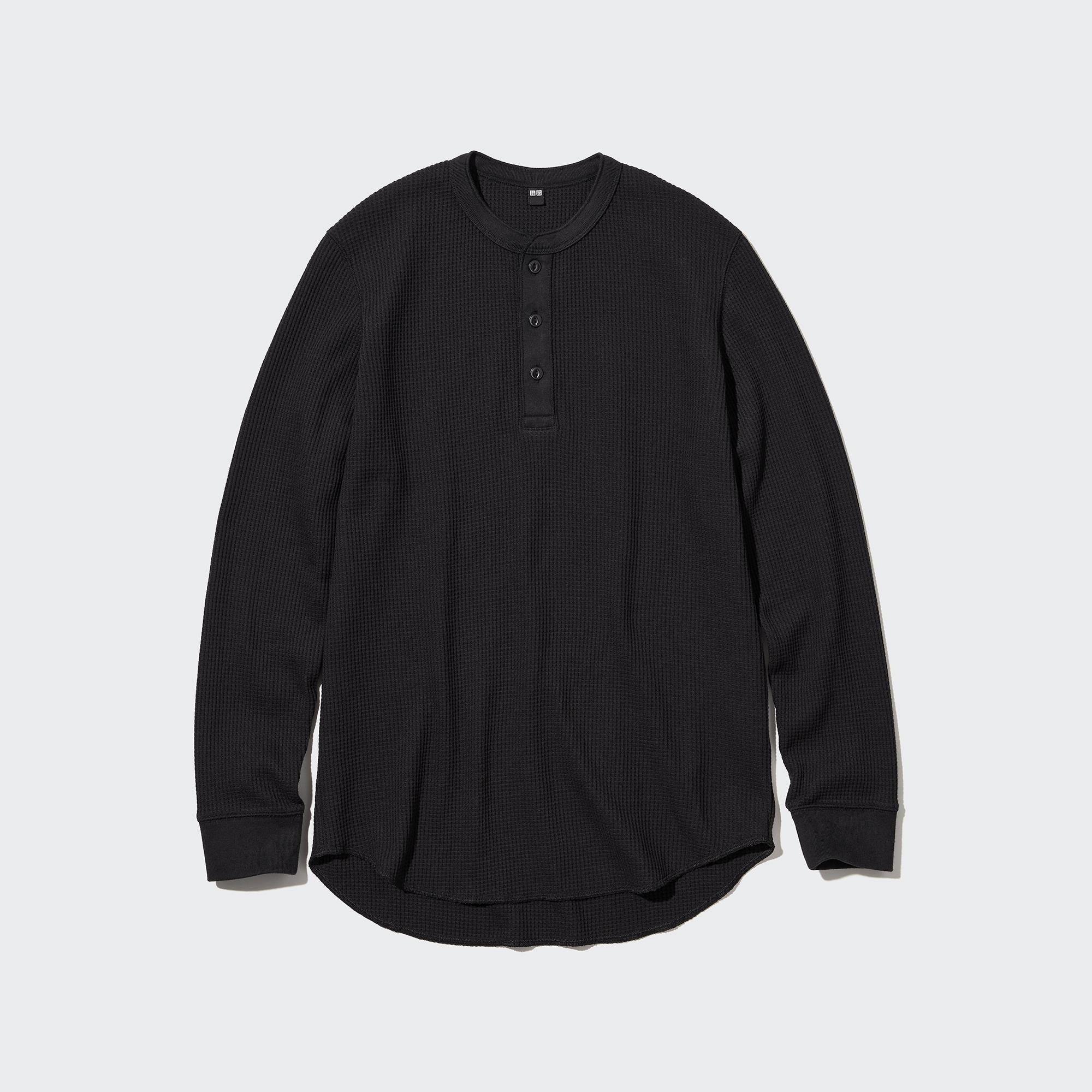 Waffle Henley Neck T-Shirt | Long-Sleeve