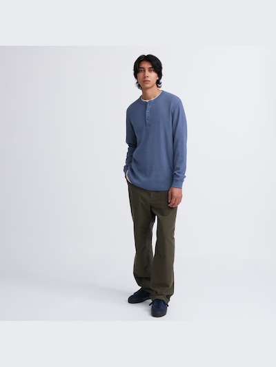 Waffle Henley Neck T-Shirt | Long-Sleeve