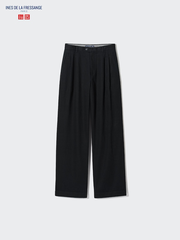 Denim Pleated Wide Leg Trousers