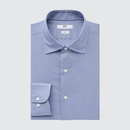 Easy Care Slim Fit Stretch Checked Shirt (Semi-Cutaway Collar)