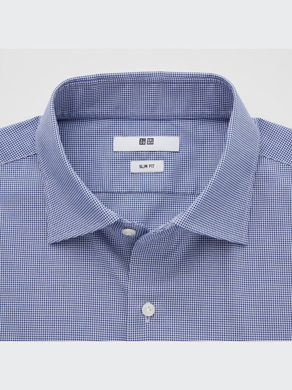 Easy Care Stretch Slim Fit Shirt (Check, Semi-Cutaway Collar)