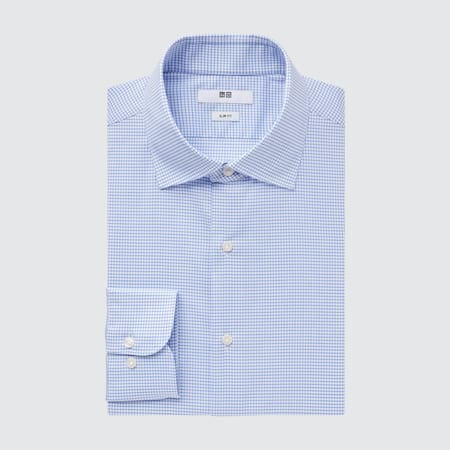 Easy Care Broadcloth Slim Fit Stretch Checked Shirt (Regular Collar)
