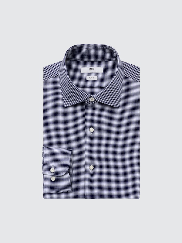 Easy Care Stretch Slim Fit Shirt (Check, Semi-Cutaway Collar)