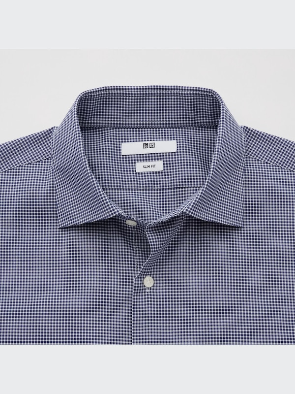 Easy Care Stretch Slim Fit Shirt (Check, Semi-Cutaway Collar)