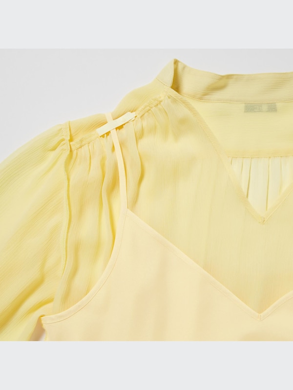 Women's Chiffon Pleated Long-Sleeve Dress | UNIQLO US